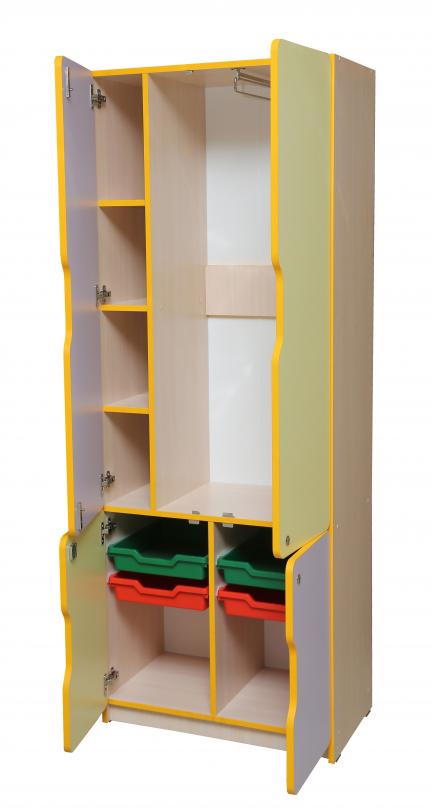 Стінка універсальна "Кмітливчик" елемент закритий з замком,полицями, лотками та з висувною штангою для одягу,(ТОВ ‘’АЛМАНТ’’), 696х410х1885 мм.